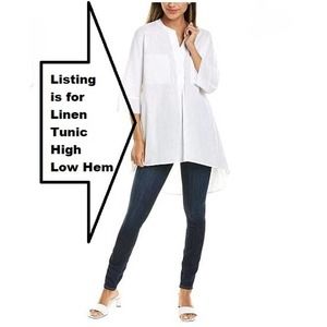 New Anne Klein X-Large Linen Blend Boyfriend SHIRT Mixed Media Top Hi-Low Tunic